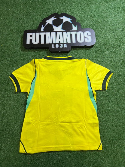 kit Infantil Brasil 26/27 -Gola Escura - Amarelo - FutMantos