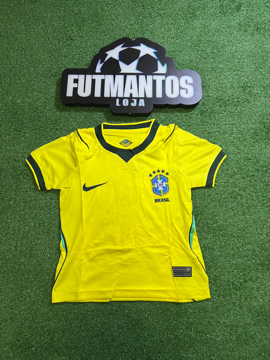 kit Infantil Brasil 26/27 -Gola Escura - Amarelo - FutMantos