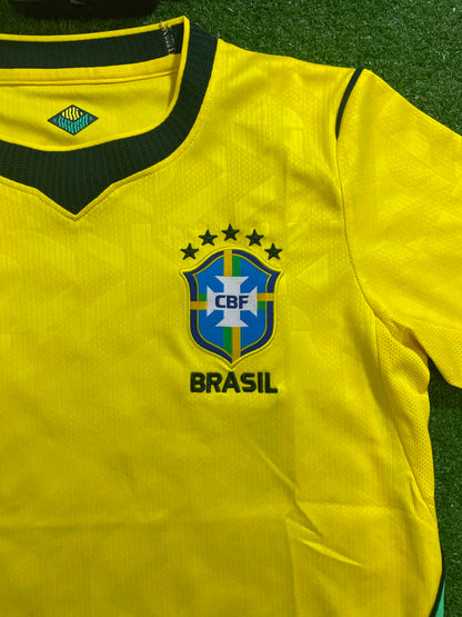 [TAM P, M] Camisa Brasil Amarela I 26/27 - Torcedo(com Gola em Verde Mais Escuro)| FutMantos