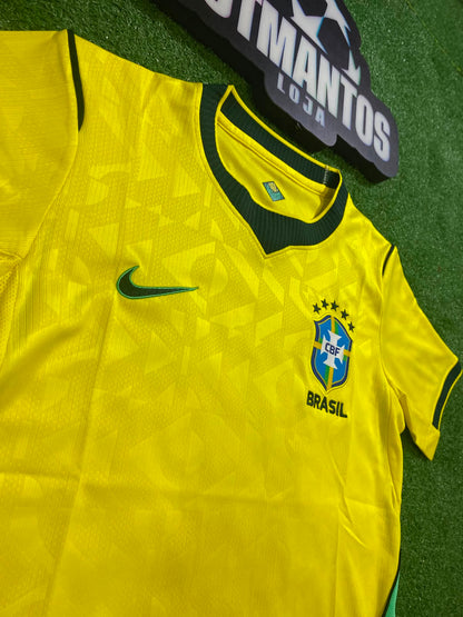 [TAM P, M] Camisa Brasil Amarela I 26/27 - Torcedo(com Gola em Verde Mais Escuro)| FutMantos