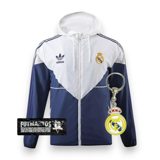 Corta Vento Real Madrid Branco e Azul 24/25 | FutMantos