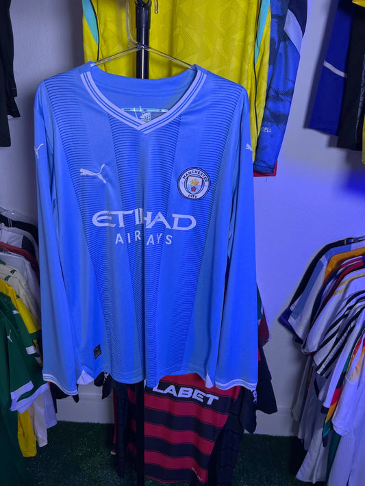 Camisa Manchester City I 23/24 - Torcedor Manga Longa - Haaland #9